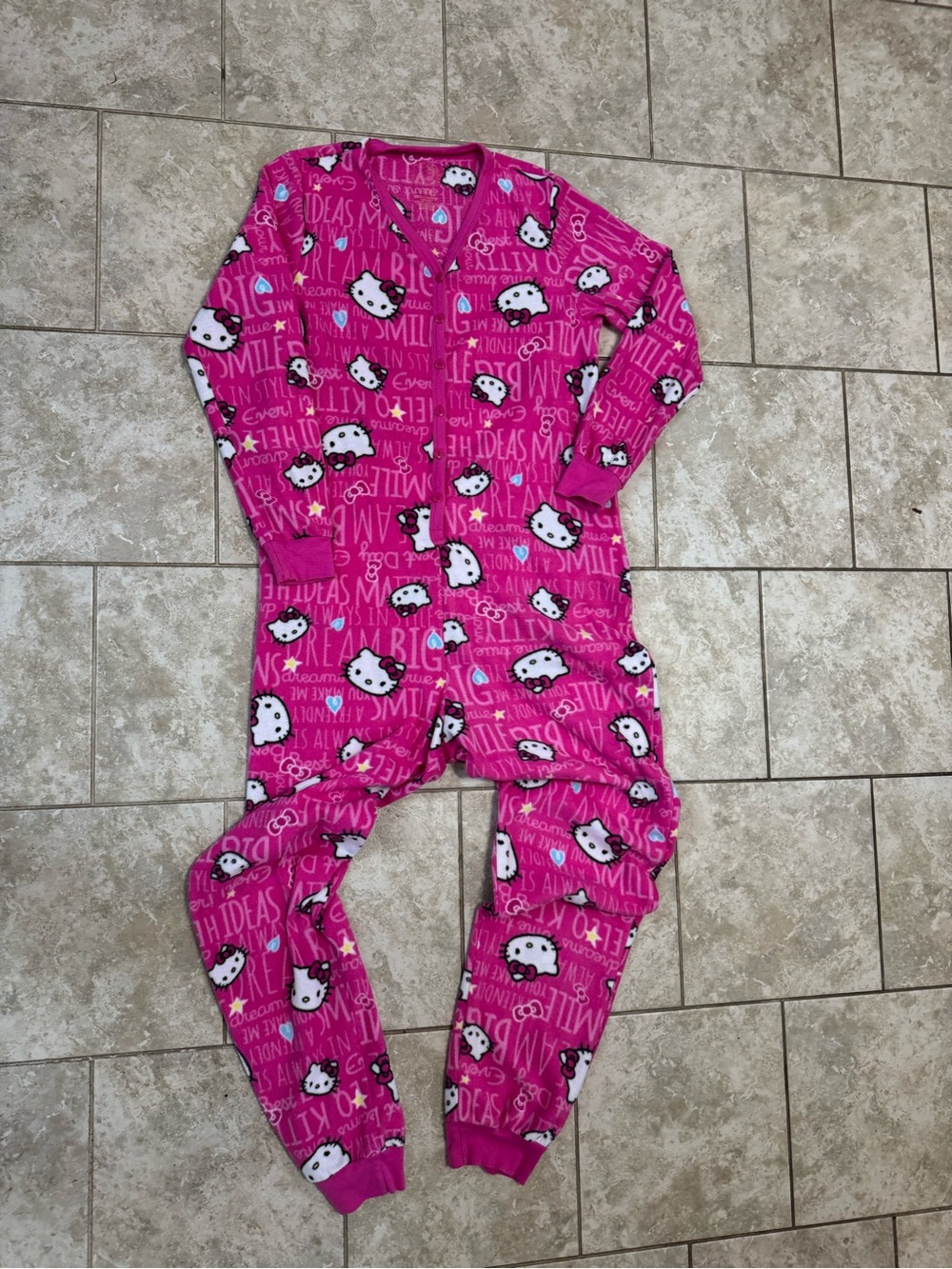 Hello Kitty Bright Pink Fleece ADULT One-Piece Footie Pajama